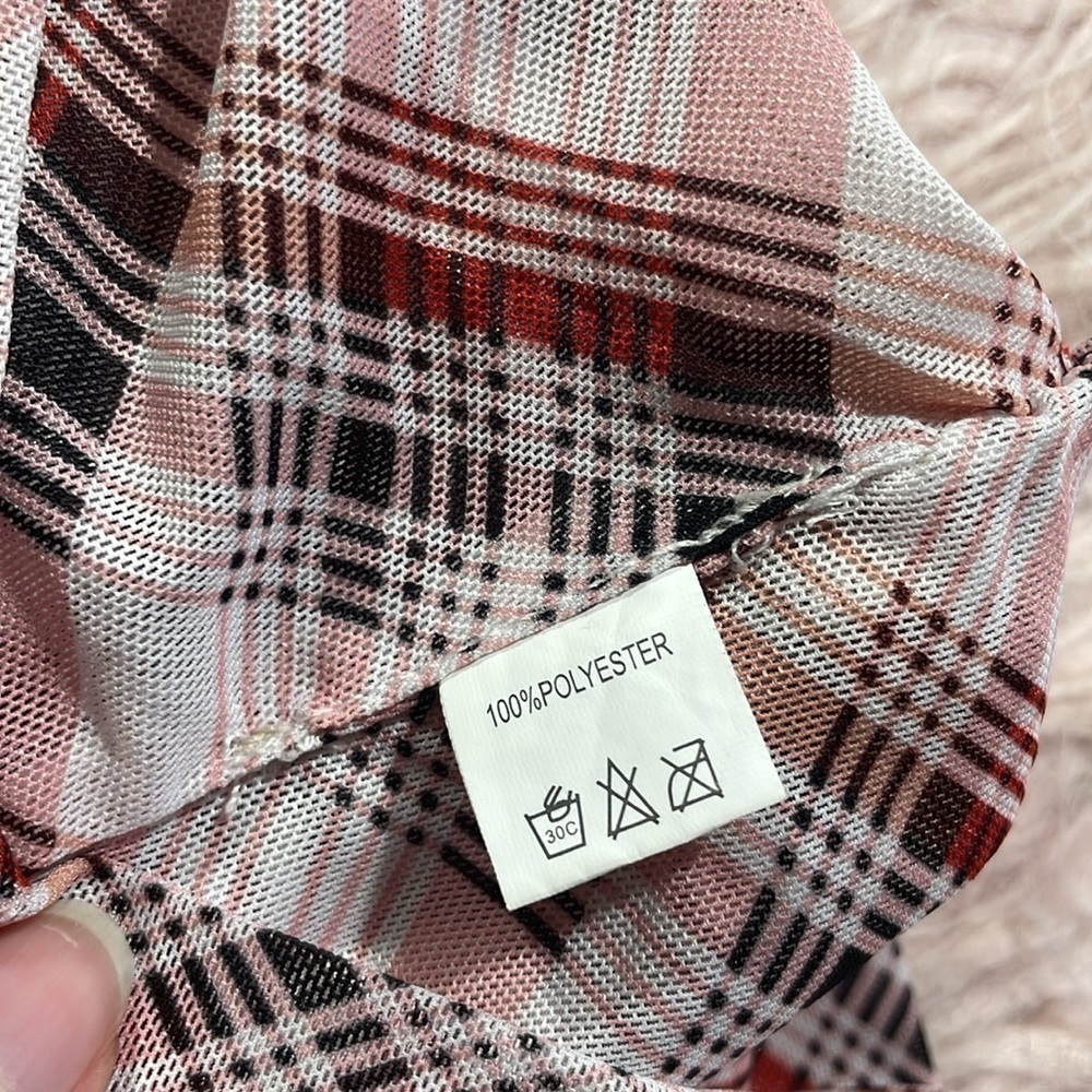 Verge Girl Day Trippers Plaid Mesh Pink One Shoulder Top - Picture 9 of 9